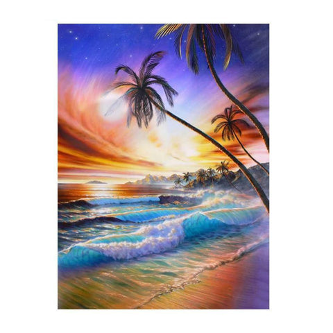 Image of Painting By Diamond Kit Square Sunset By The Sea 3D