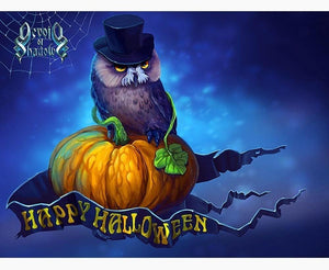 Painting By Diamond Kit Owl On His Pumpkin