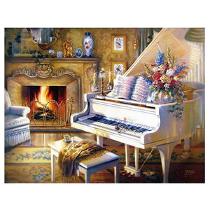 Painting By Diamond Kit Square Piano In Living Room 3D