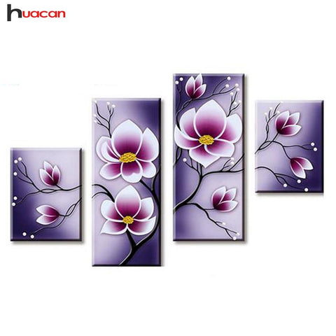 Image of HUACAN Orchid Diamond Embroidery Mosaic Needle DIY Flowers Diamond Painting Patterns rhines Festival Gift Multi-Picture F1744