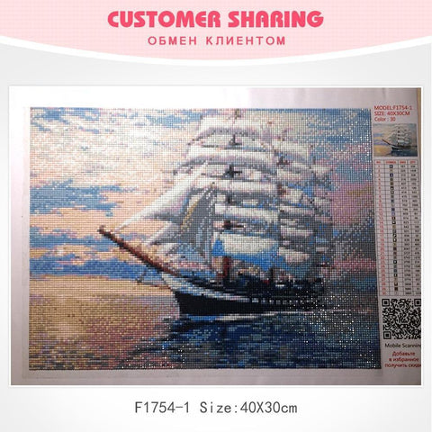 Image of Painting By Diamond Kit Ships Sailing The Ocean