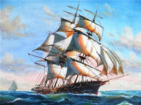 Image of Painting By Diamond Kit Ships Sailing The Ocean