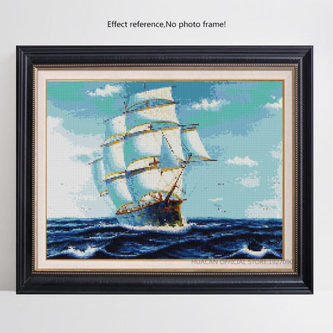 Image of Painting By Diamond Kit Ships Sailing The Ocean