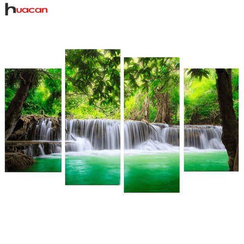 Image of HUACAN Wholesale Diamond Embroidery Kits Cross stitch Season Trees Home Decor Diamond Painting Mosaic Pictures Paint Needlework