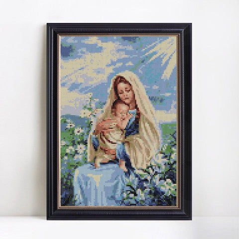 Image of Painting By Diamond Kit Square Mother And Child Religious 3D