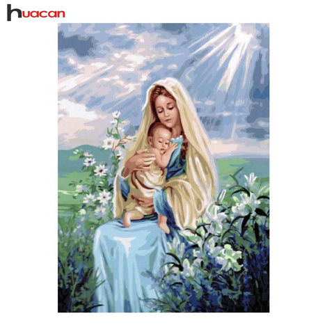 Image of Painting By Diamond Kit Square Mother And Child Religious 3D