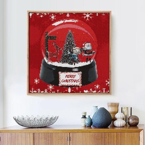 Image of Painting By Diamond Kit Christmas Snow Globe 5D Square