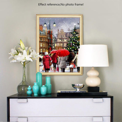 Image of Painting By Diamond Kit Christmas Walking In The Snow 5D Square