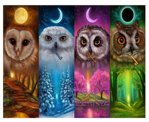 5D Square Diamond Painting Colorful Owls