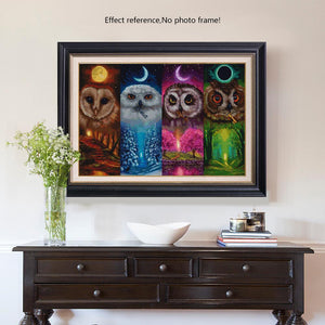 5D Square Diamond Painting Colorful Owls