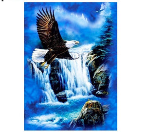 Painting By Diamond Kit Square Eagle By The Waterfall 5D