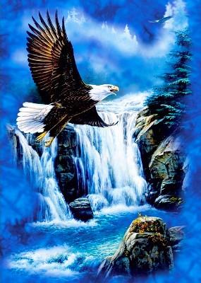 Image of Painting By Diamond Kit Square Eagle By The Waterfall 5D