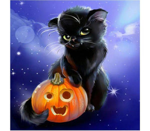 Painting By Diamond Kit Halloween Cat