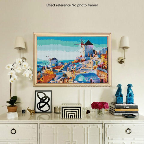 Image of Painting By Diamond Kit Square Windmills By The Sea 3D