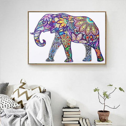 Image of Painting By Diamond Kit Colorful Elephant