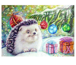 Painting By Diamond Kit Full Square Hedgehog At Christmas