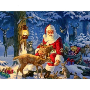 Painting By Diamond Kit Santa Claus And His Deers 5D