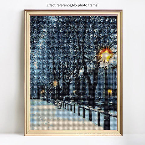 Image of Painting By Diamond Kit Square Footprints In The Snow