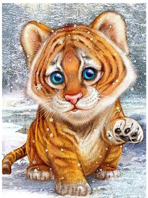 Painting By Diamond Kit Cute Tiger 3D Full Square