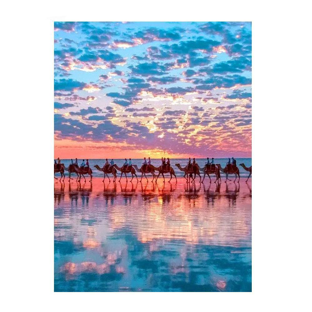 Painting by Diamond Kit Sunset Camel Ride