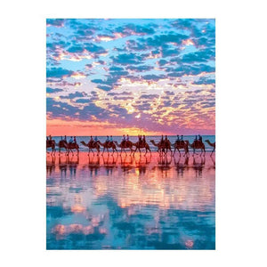 Painting by Diamond Kit Sunset Camel Ride