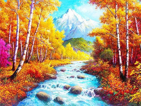 Image of Huacan DIY Diamond Embroidery Landscape Beautiful Painting Handmade Diamond Mosaic Needlework Wall Art