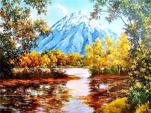 Image of Huacan DIY Diamond Embroidery Landscape Beautiful Painting Handmade Diamond Mosaic Needlework Wall Art