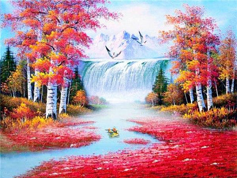 Image of Huacan DIY Diamond Embroidery Landscape Beautiful Painting Handmade Diamond Mosaic Needlework Wall Art