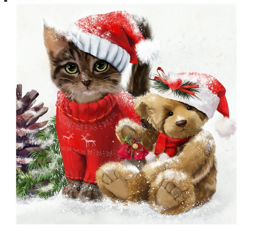 Painting By Diamond Kit Cat And Teddy