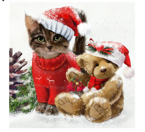 Image of Painting By Diamond Kit Cat And Teddy