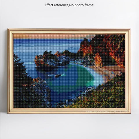 Image of Harbor Landscape Full Round Diamond Painting Kit