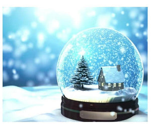 Painting By Diamond Kit Square Christmas House In Snow Globe