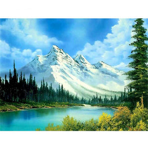 Painting By Diamond Kit 3D Mountain View Square