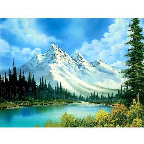 Image of Painting By Diamond Kit 3D Mountain View Square