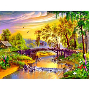 Huacan Diamond Painting Landscape Full Square Drill Diamond Embroidery Picture of Rhinestone Handmade Gift