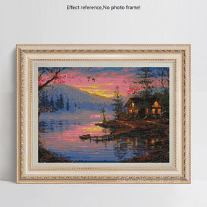 Painting By Diamond Kit Square Sunset By The Lakeside 3D