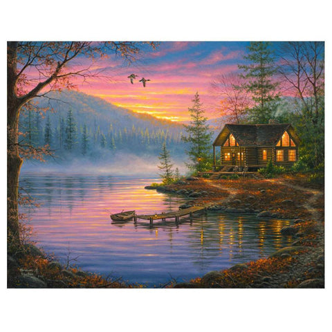 Image of Painting By Diamond Kit Square Sunset By The Lakeside 3D