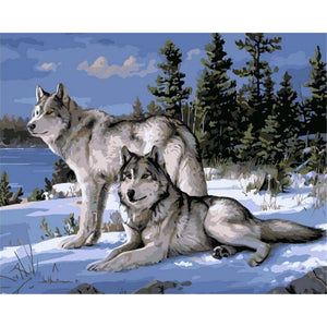 Wolves In The Snow Painting By Numbers Kit