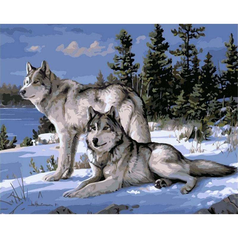 Wolves In The Snow Painting By Numbers Kit