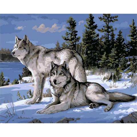 Image of Wolves In The Snow Painting By Numbers Kit
