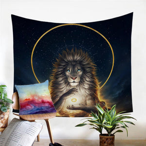 Soul Keeper by JoJoes Art Tapestry Lion God In The Sky