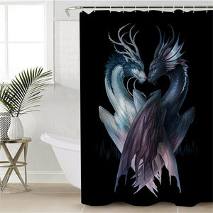 Yin and Yang Dragons Black by JoJoesArt Shower Curtain